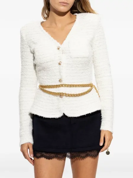 Cu centură bouclé geacă Self-portrait alb