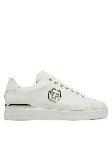 Кожени маратонки Philipp Plein Nappa Lo-Top Hexagon 01 бяло
