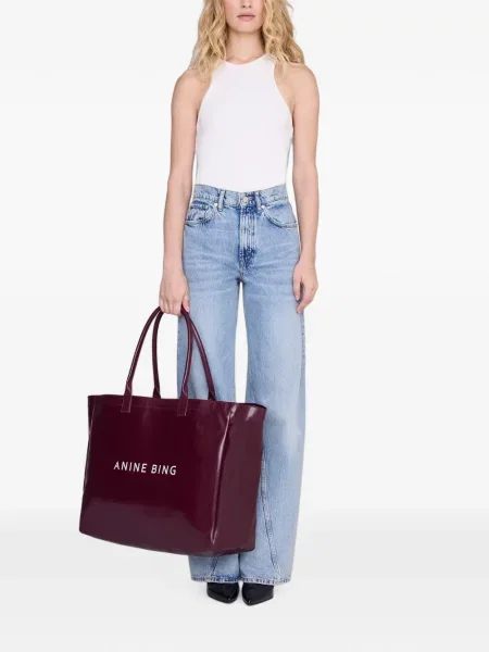 Geantă shopper Anine Bing din canvas roșu