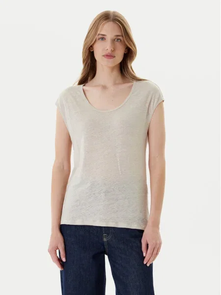 Ленена тениска United Colors of Benetton дамска бежово