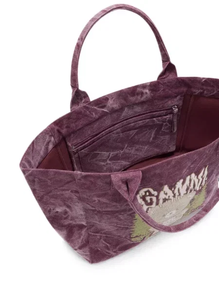 Geantă shopper Ganni cu imagine roz