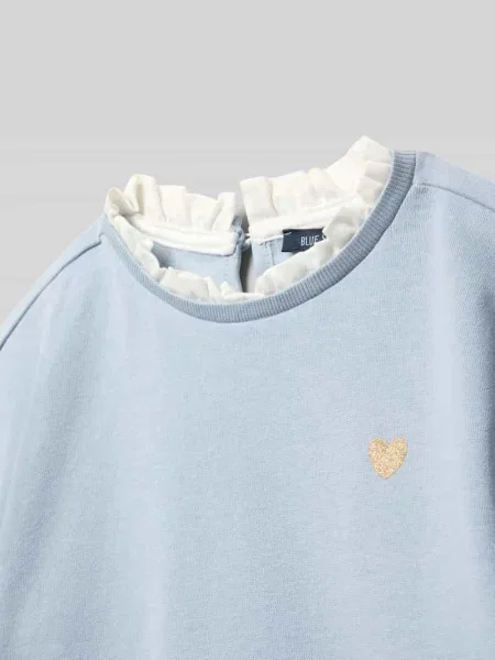 Sweter z dzianiny z okrągłym dekoltem Blue Seven błękitny