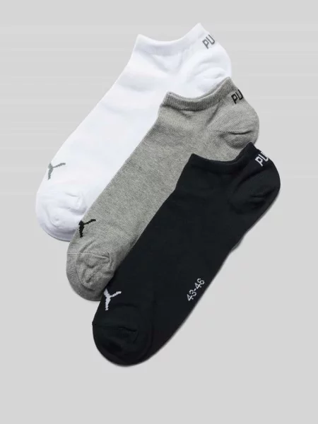 Skarpety do sneakersów z logo w zestaw 3 szt. Puma białe