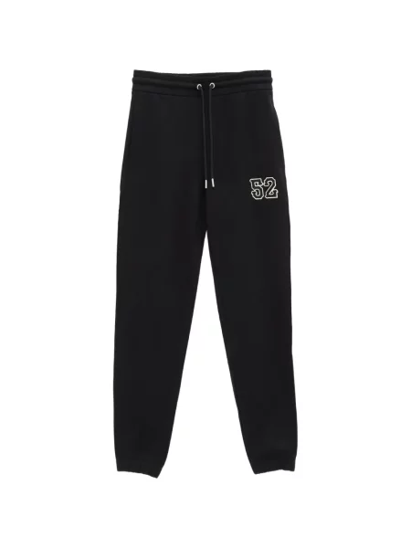 Pantaloni Moncler alergare cu autograf cu cordon negru