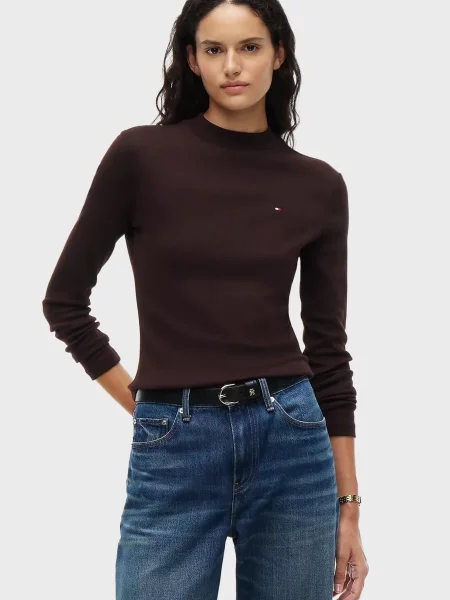 Лонгслів Tommy Hilfiger коричневий