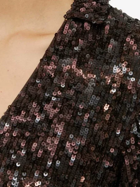 Rochie mini Samsøe Samsøe cu paiete de costum maro