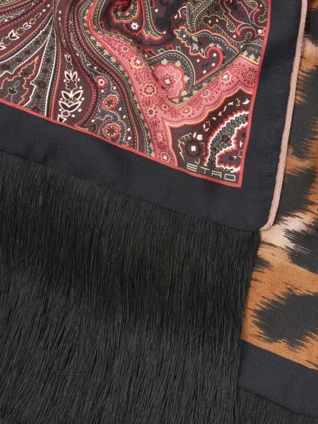 Fular Etro de mătase cu imprimeu geometric negru