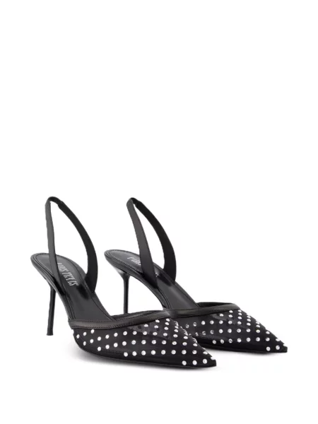 Pantofi cu toc Paris Texas slingback de cristal negru