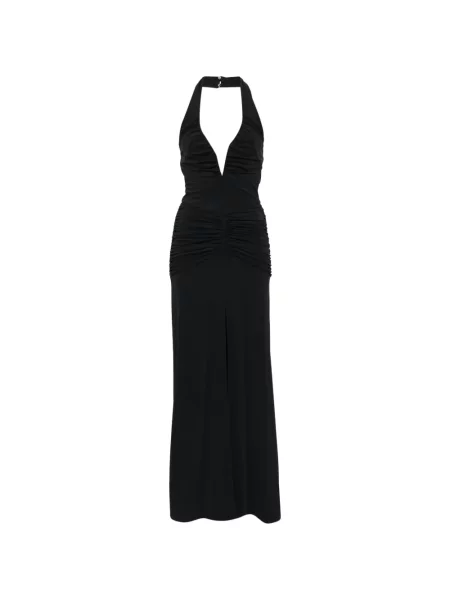 Rochie maxi Babylon cu decolteu în V cu volane negru