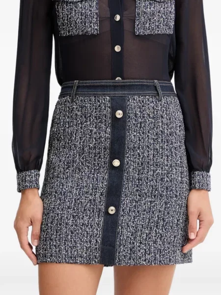 Fustă din denim Morgan din tweed albastru