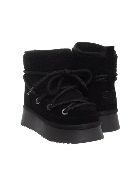 Botine Solo Soprani Couture din piele negru