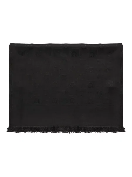 Fular Ferragamo cu franjuri negru