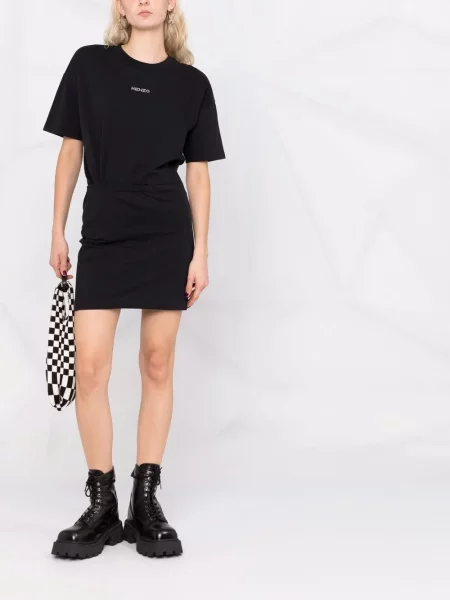 Rochie tip cămașă Kenzo cu autograf negru