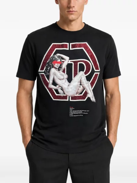 Tricou Philipp Plein cu imagine negru