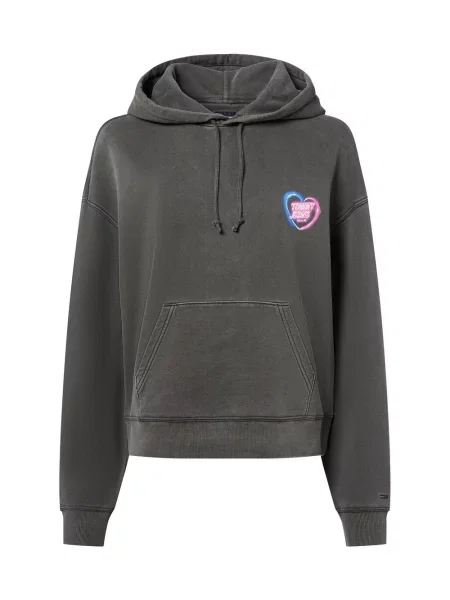 Tommy Jeans sweter z kapturem Kobiety nadruk M szary