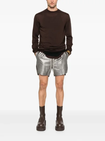 Pantaloni scurți Rick Owens din piele gri