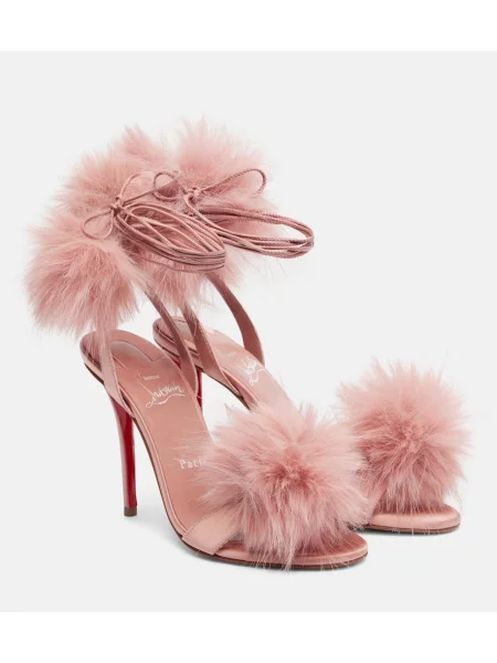 Sandale Christian Louboutin din satin roz