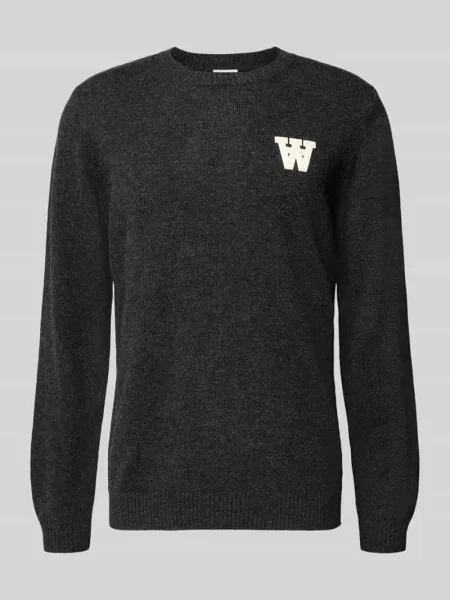 Sweter z dzianiny z wełny jagnięcej model ‘Tay’ Wood Wood czarny
