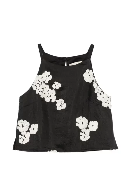Bluză Moutaki fără mâneci cu model floral negru
