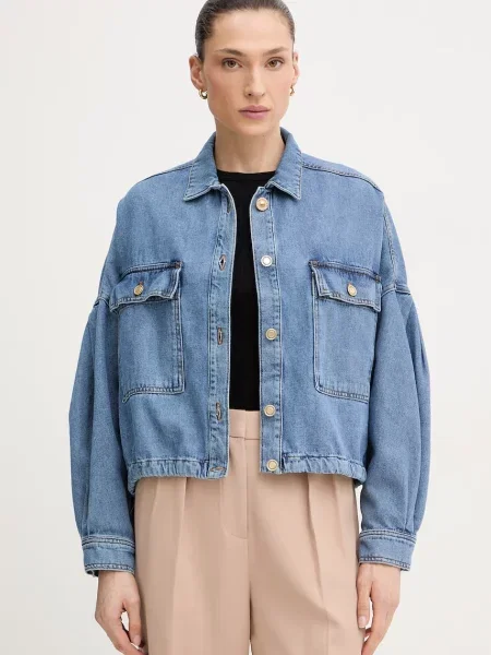 Sessun krótka kurtka jeansowa niebieska
