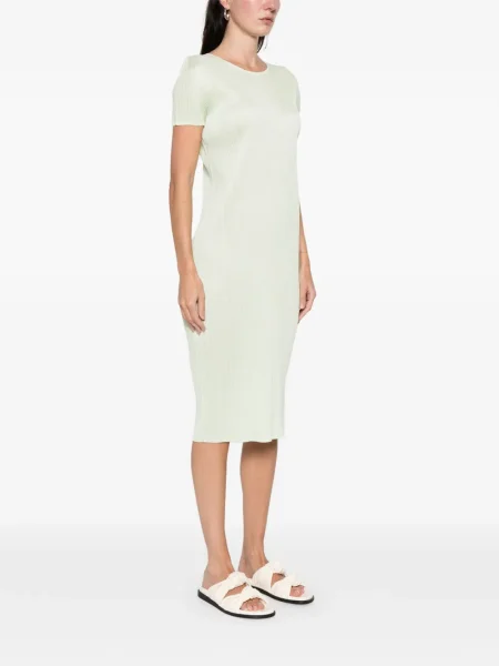 Rochie Pleats Please Issey Miyake plisată de costum verde