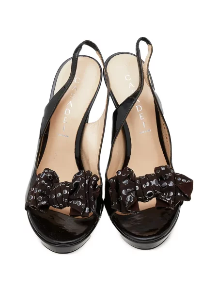 Sandale Casadei cu funde slingback cu bretele negru