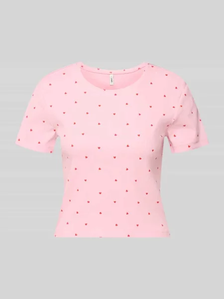 T-shirt o kroju regular fit z mieszanki bawełny model FENJA' Only różowa