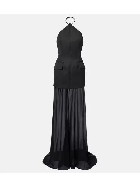Jedwabna sukienka maxi Sportmax garniturowa czarna