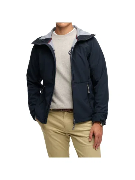 Softshell sako Superdry s kapucňou modrá