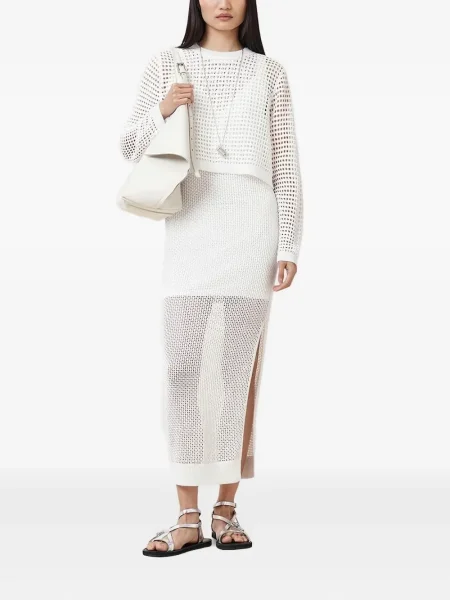 Rochie midi Allsaints tricotate până la genunchi de costum alb