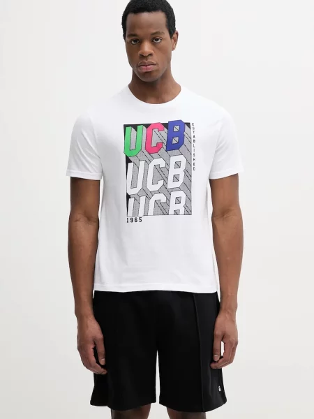 Тениска United Colors of Benetton лилаво с принт бяло