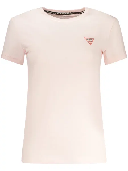 Kryształ górski koszulka Guess Jeans z krótkim rękawem ze stretchu różowa