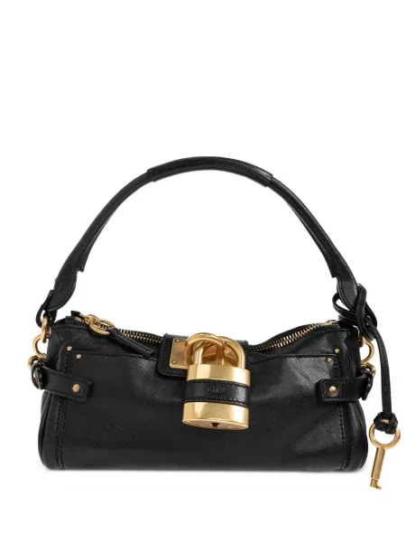 Bőr shopper táska Chloe fekete