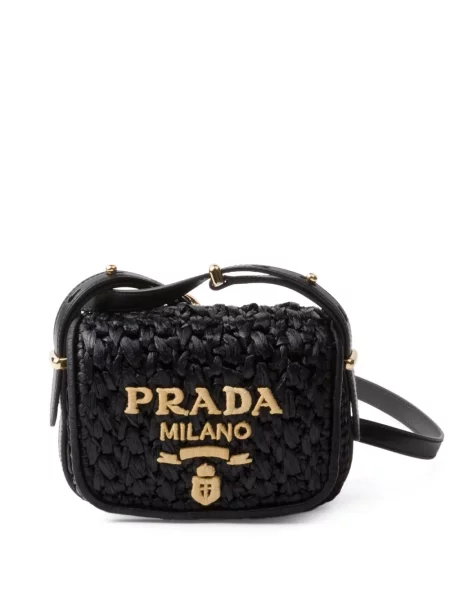 Geantă Prada cu broderie negru