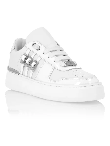 Sneakersy Philipp Plein skórzane z paskiem białe