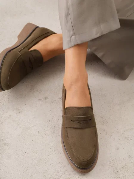 Mocasini VICES din imitație de piele întoarsă în stil clasic Malaeno verzi