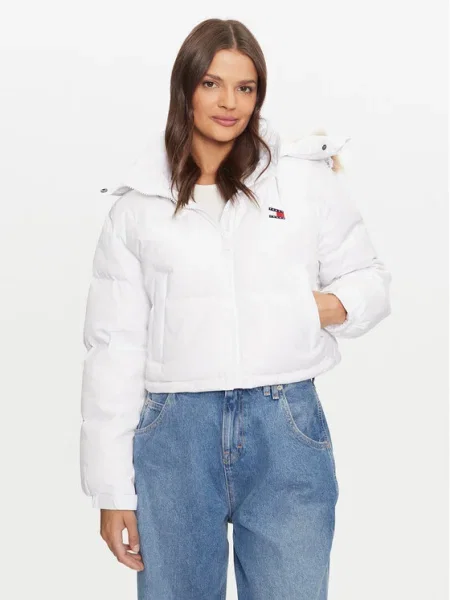 Tommy Jeans Geacă din puf Alaska alb