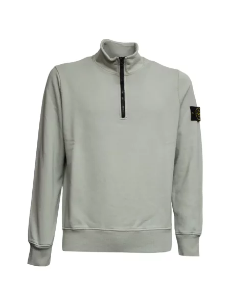 Pulover Stone Island din fleece cu strasuri gri