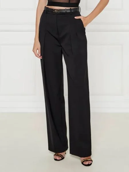 Elisabetta Franchi Pantaloni cu adaos de lână negru
