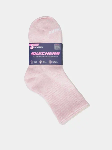 Skechers GIRLS NON TERRY LOW CREW Набір шкарпеток Для дівчаток Білий/рожевий Бавовна/поліестер білі