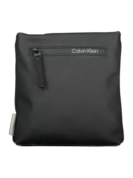 Lniana torba na ramię Calvin Klein elegancka czarna