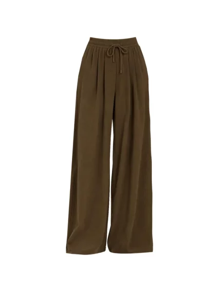 Pantaloni palazzo Eleh cu cordon maro