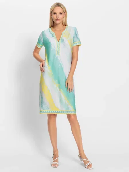 Heine Rochie albastru aqua / galben alb