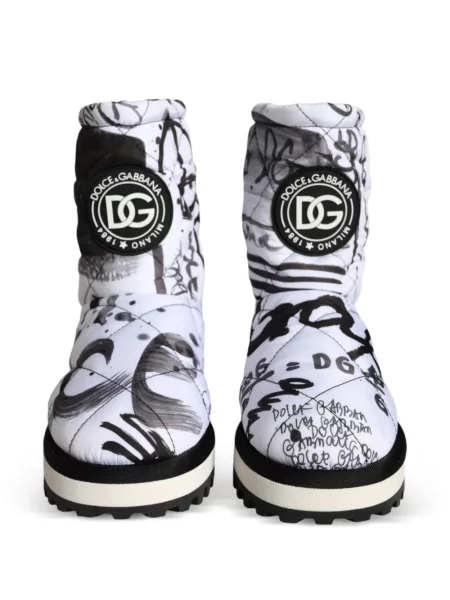 Matlasat botine Dolce & Gabbana cu imagine alb