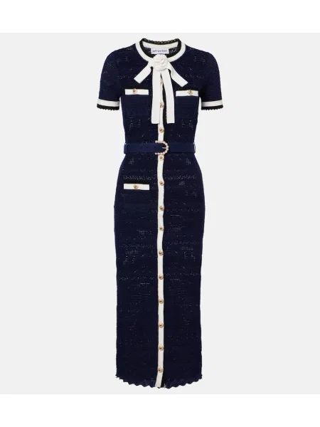 Rochie midi Self-portrait cu funde albastru