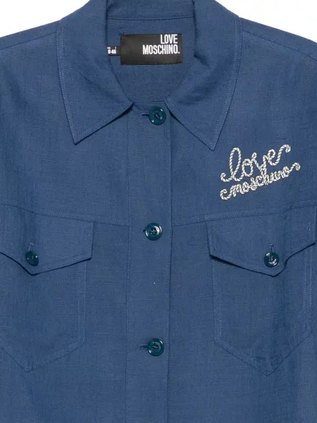 Geacă Love Moschino cu broderie albastru