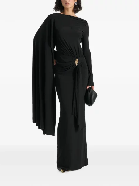 Rochie maxi Manière De Voir cu volane drapată negru