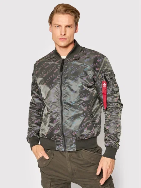 Alpha Industries geacă bomber cu două fețe LW AOP Rainbow bărbați de tranziție gri
