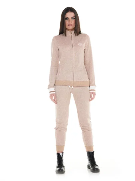 Bluza miękki oddychający z z pełny błyskawiczny na co dzień beżowa