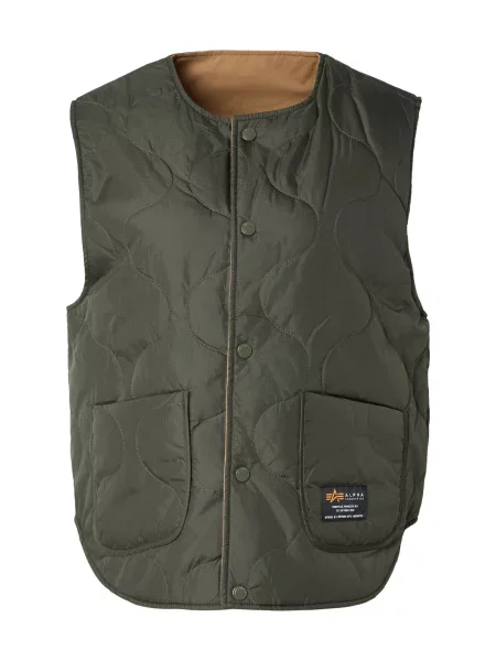ALPHA INDUSTRIES Vestă kaki / pin verde